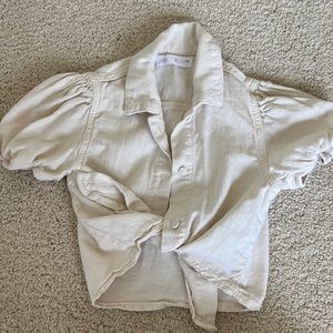 Puff sleeve, tie front, button-down zara top for kids. Size 6. Like new.